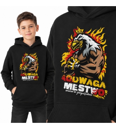 Bluza z kapturem dziecięca Patriotyczna ODWAGA MĘSTWO